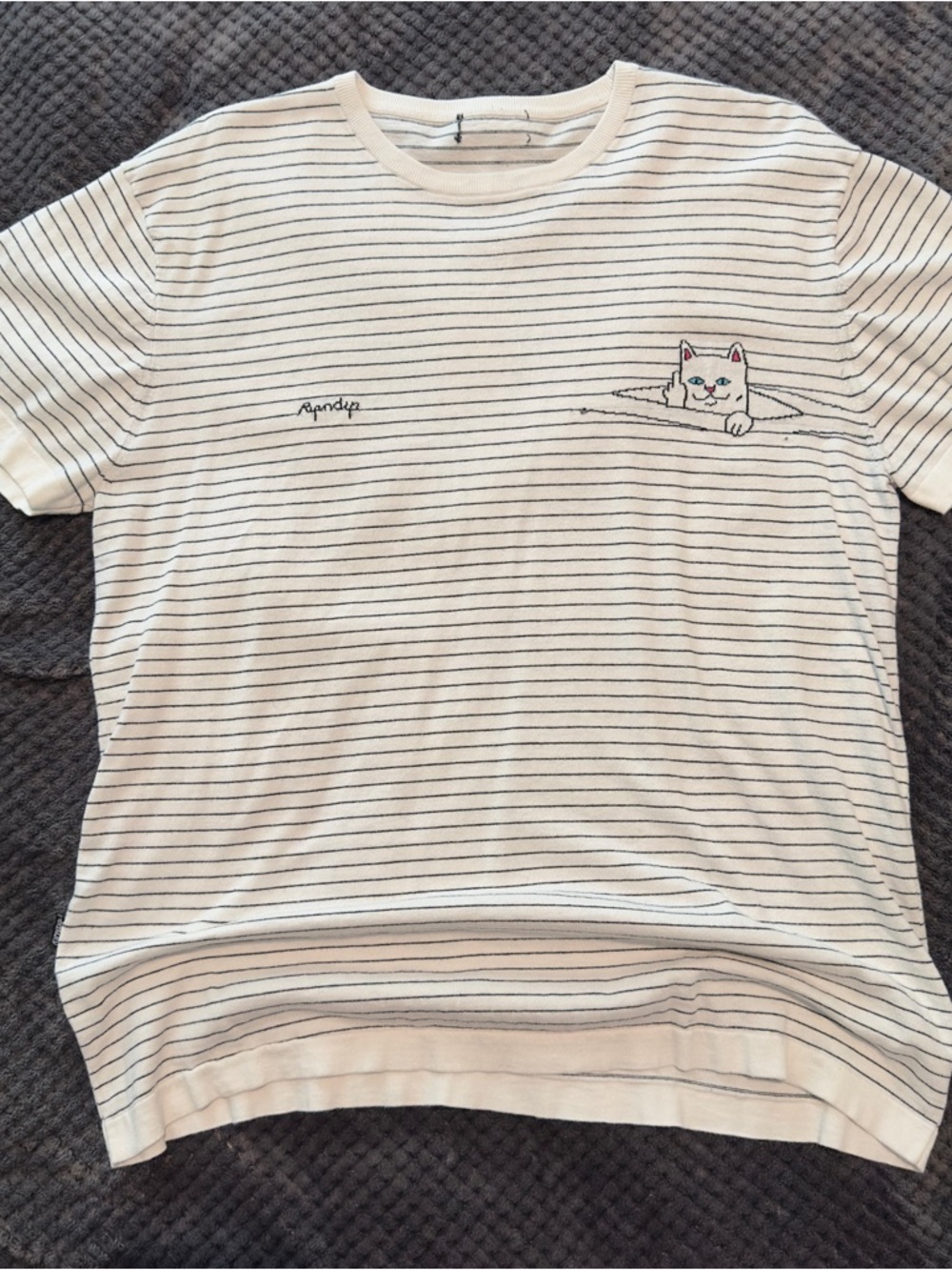 RIPNDIP Striped White Short Sleeve T